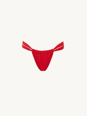 Vassia Kostara gathered strap bikini bottom size S like new, red