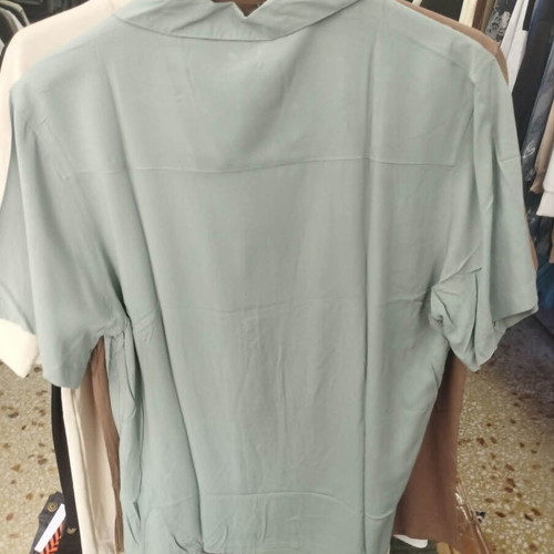 Men's Shirt 100% Artificial Silk Light Fabric New, Olive Green, Sizes S-XXL