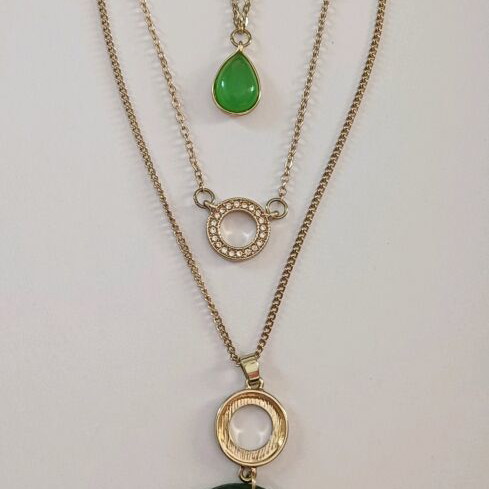 Axel triple necklace green gold new