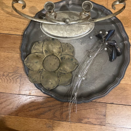 Set of vintage silver-plated and silver items used