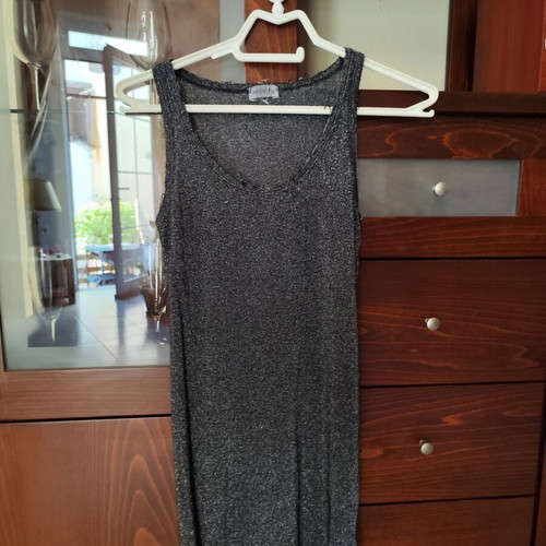 Long black blouse with silver thread like new, size S