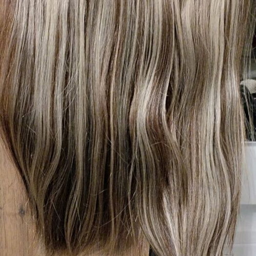 Natural hair wefts like new, brown and platinum blonde