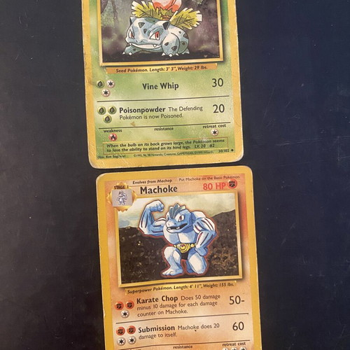 Vintage Pokemon Cards 1999 Base Set Ivysaur & Machoke used