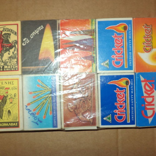 Matchboxes used, pack of 10, some with matches