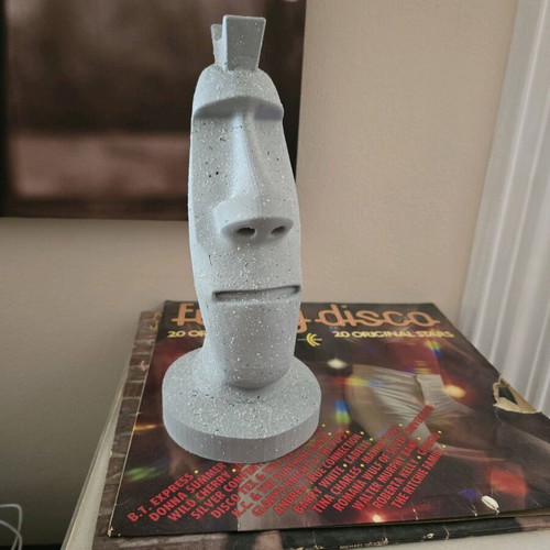 Moai headphones stand painted with stone effect, new
