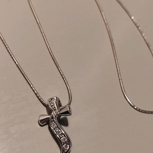 Modern cross like new stainless steel with 40cm chain