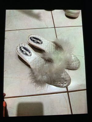Yfantidis bridal slippers, white and grey, size 39