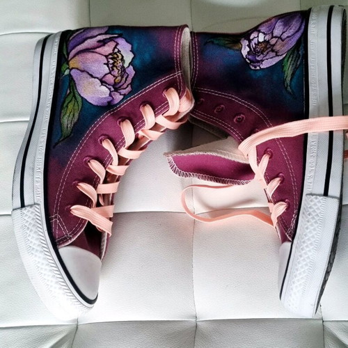 Converse All Star Renew sneakers new, hand-painted, sporty, size 38, purple