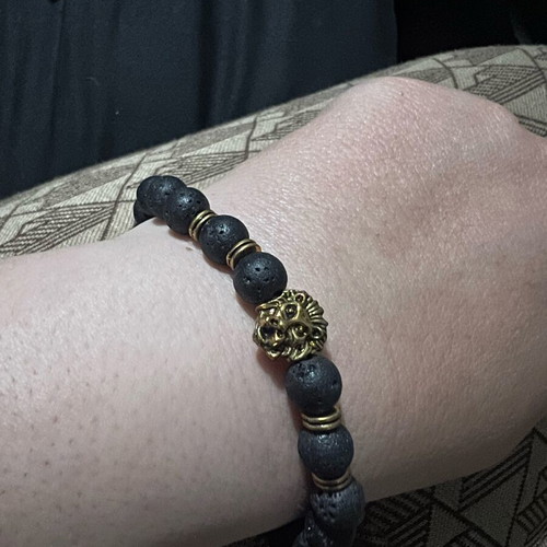 Lion King bracelet handmade with lava stones and gold details new
