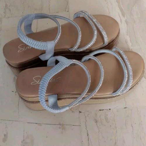 Flatform shoes blue with rhinestones like new, size 36