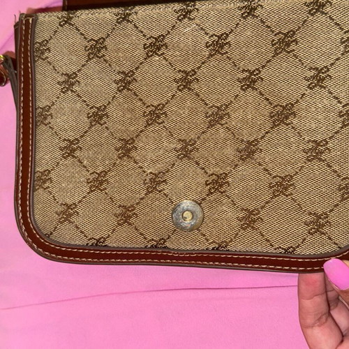 Mango crossbody bag like new, beige and brown, leatherette and fabric with monogram