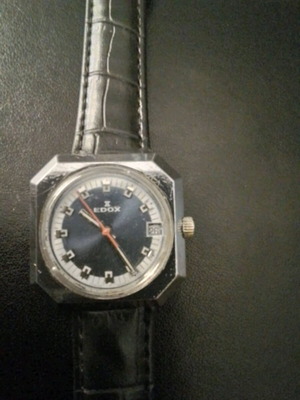 Edox vintage 34mm manual watch used with leather strap