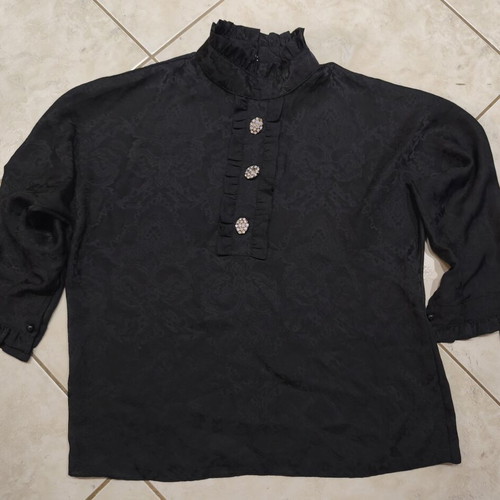Monnalisa black blouse like new with embossed design and decorative buttons