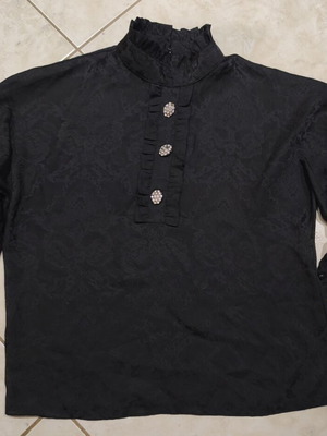 Monnalisa black blouse like new with embossed design and decorative buttons