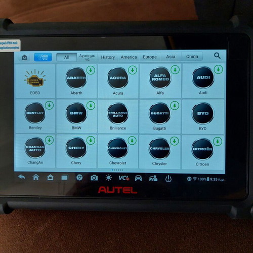 Autel 900 diagnostic tool, Greek menu