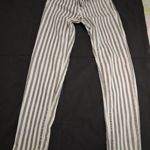 Striped pants used, size XXS, white and gray