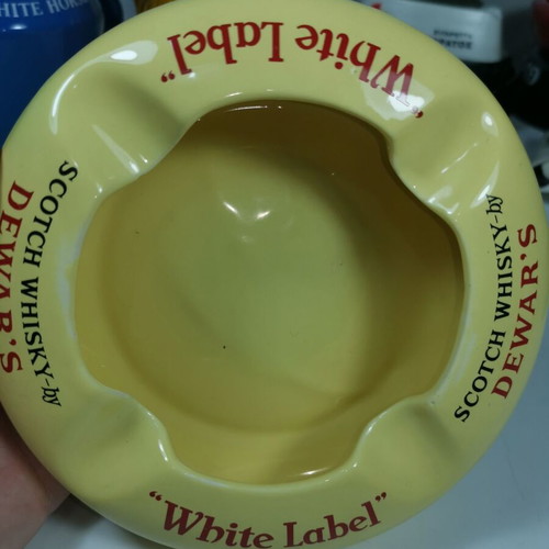Vintage Dewar’s White Label promotional ashtray used