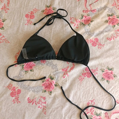 Black triangle bikini top new, size M-L, ribbed fabric