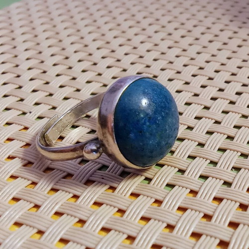 Handmade 925 Silver Ring with Natural Shattuckite Stone, Adjustable