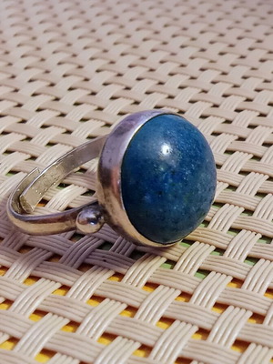 Handmade 925 Silver Ring with Natural Shattuckite Stone, Adjustable