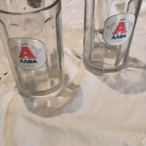 Alfa beer glasses like new, set of two, half liter