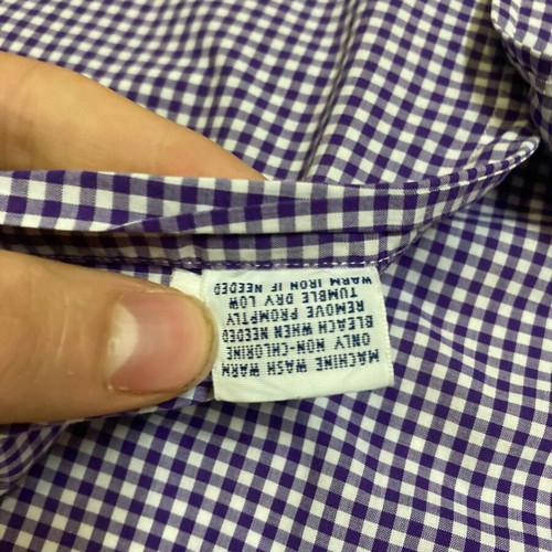 Ralph Lauren Oxford shirt L, purple and white checked, orange pony