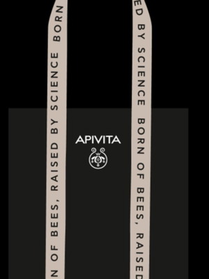 Apivita tote bag, black and white, shoulder style