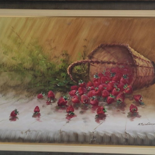Painting Nikos Papadopoulos like new Still Life with Strawberries