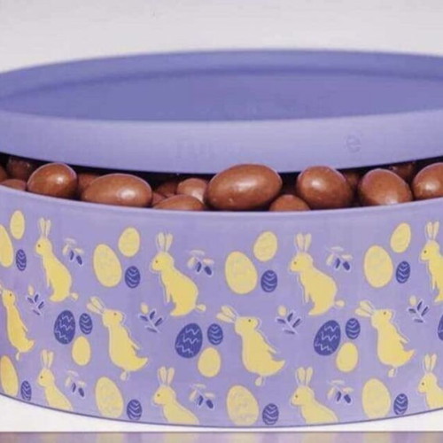 Tupperware round canister 2.4 l with bunnies new