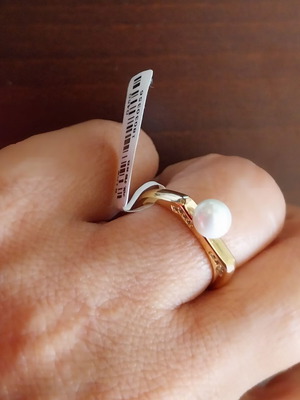 Δαχτυλίδι με πέρλα 6mm και ζιργκόν από χαλκό, καινούριο