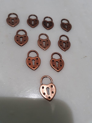 Heart-shaped locks new, pack of 15, copper color 15mmx18mm