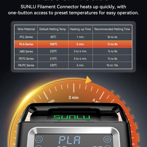 Sunlu filament connector with 200 PTFE sleeves for 3D printer, 1.75 mm