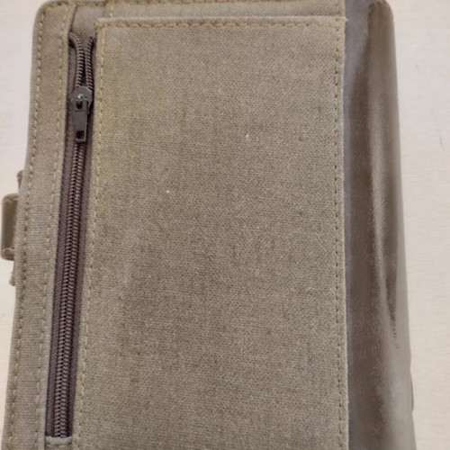 Filofax notebook 14x11 cm like new, olive leather and fabric