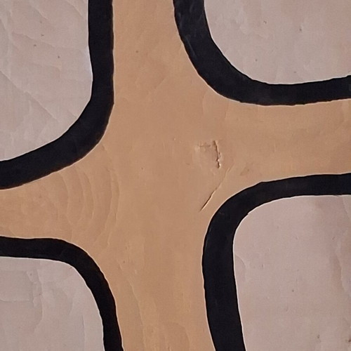 Abstract painting 50x60 cm signed K.M. used, tribal ethnic art