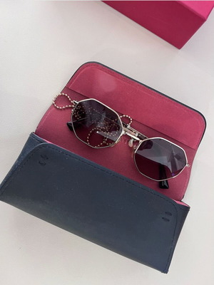 Valentino octagonal metal sunglasses with chain, gold