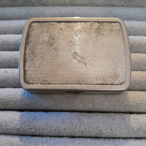Vintage powder compact with mirror used, silver 925