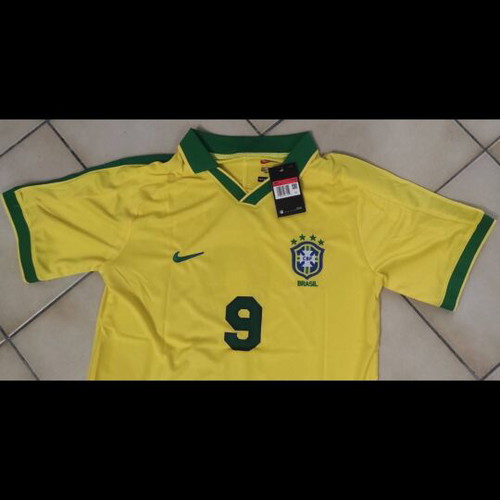 Brazil National Team 1998 World Cup Home Jersey with Ronaldo 9, Nike