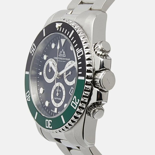 Christopher Duchamp Chronograph men's watch new, silver stainless steel