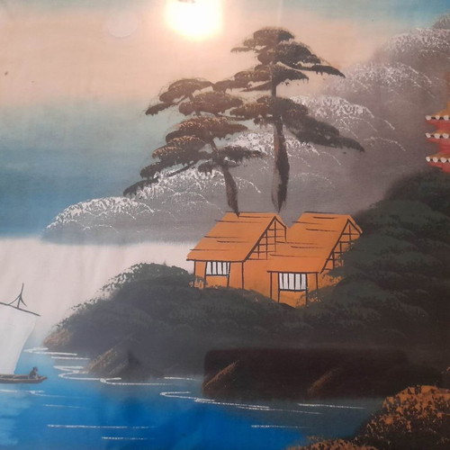 Japanese painting used with signature and frame