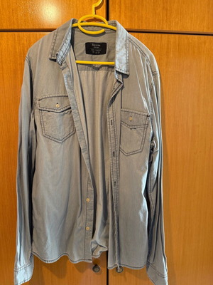 Bershka gray denim shirt new XL men's