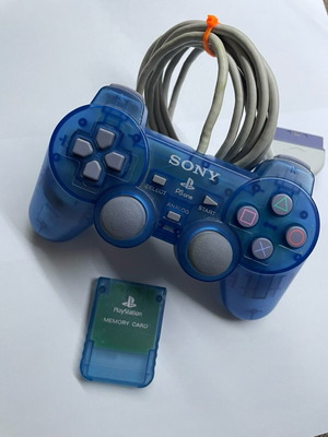 Sony PS1 μπλε διάφανο χειριστήριο και Memory Card σετ καινούργιο