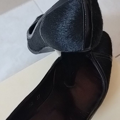 Migato leather pony hair pumps size 37 like new, black, 8 cm heel