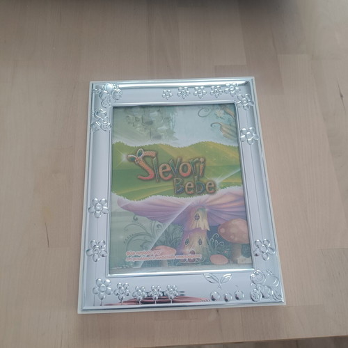 Sevori/Slevori Bebe silver baby photo frame new with flowers