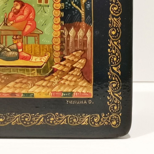 Russian lacquer box used with hand-painted story of the little horse