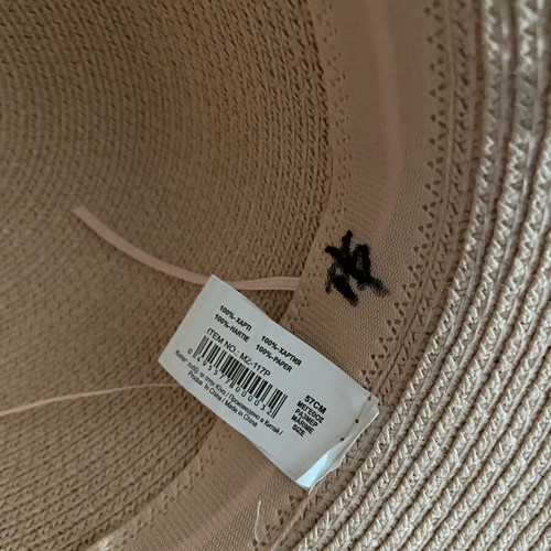 Straw hat new, hand-painted, powder color, size 54