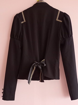 Black JLO jacket Small like new with buttons and bow at back