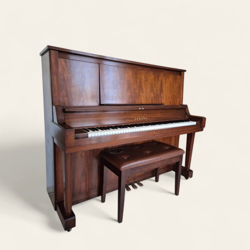 Yamaha W102 Upright Piano used, premium Japanese walnut finish with ottoman stool