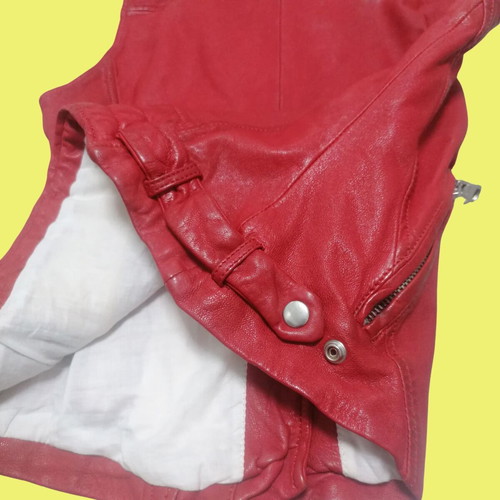 Freaky Nation red leather vest used, rock retro style