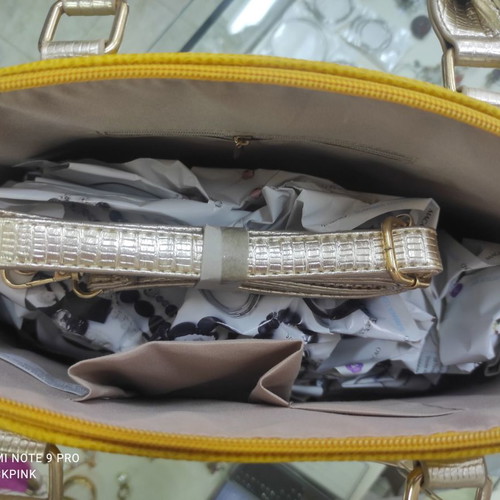 Premium mustard shoulder bag new with gold