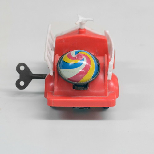 Wind-up Fire Truck used, vintage 1960s-70s toy